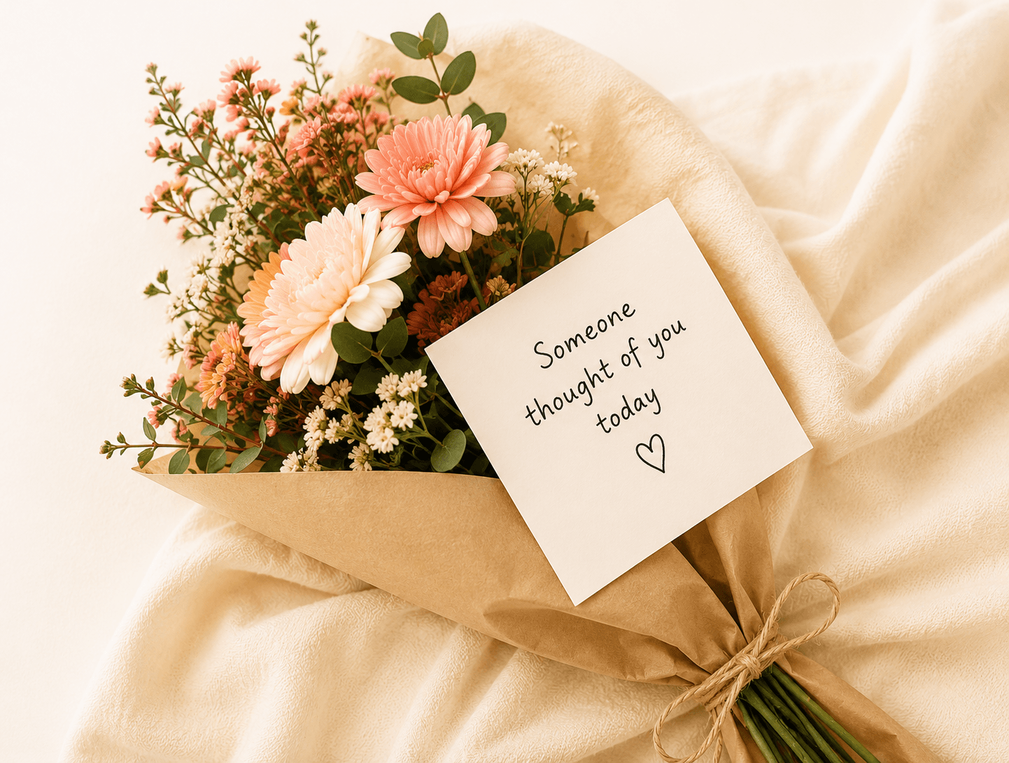 Bouquet with kindness note